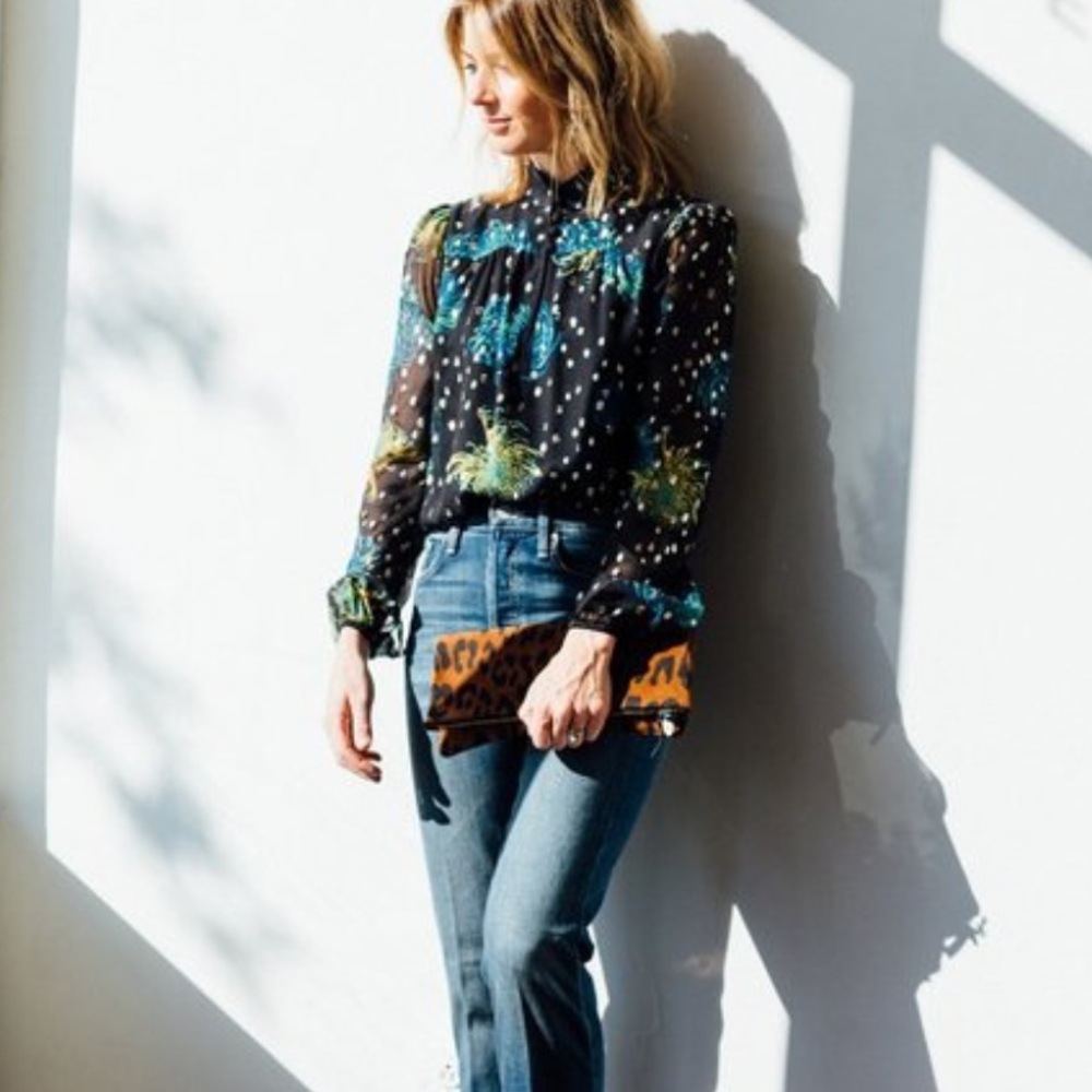 A.L.C. BEATRIX TOP - BLACK/GREEN/YELLOW Size 4